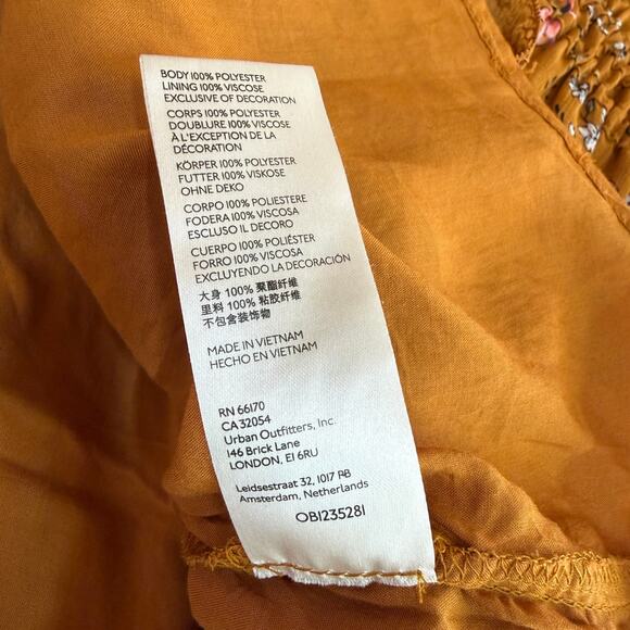 Free People Cherry Blossom Plunge Long Sleeve Mini Dress Size Medium - Picture 10 of 10